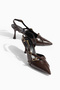 Women's Wrinkled Patent Leather Pointed Toe Cross-Strapped Thin Heeled Shoes - 7