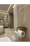 Modern Toilet Paper Holder with Phone Shelf Metal Bathroom Accessory Wall Mounted Screw-On or Glue-On Gold - 2