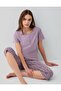 Women's 50% Cotton 50% Modal Capri Pajama Set – Button-Up Short Sleeve Top and Patterned Capri