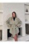 Women's Short Trench Coat with Pockets Belted Wind Cover New Season Outerwear - 5