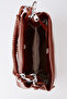 Women's Tan Faux Leather Knitted Strap Bag with Lined Zipper Closures and Shoulder Bag Handle - 8