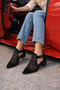 Silva Women's Laser Cut Ankle Boots Buckled Heeled Suede Shoes Daily Stylish Style Perforated - 4