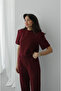 Burgundy Sedaris Padded Shoulders T-Shirt and Pants Set - 5
