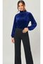 Women's Blouse Silk Velvet Mock Neck Long Sleeve Stylish Blouse - 2