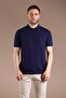 Men's Navy Blue Basic Knitwear T-Shirt - 3