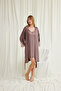Women'S, Brown, Low-Cut Collar and Sleeves, Lace Piece Dressing Gown Set - 7
