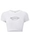 Harajuku Y2K Revenge Written Glitter Stone Printed White Cropped Tshirt