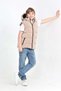 Boy's Hooded Puffer Vest Beige-Cream Zippered Pocketed Thick Padded Winter Vest 10-15 Years Old - 4