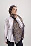 Menekşe Floral Print Double Sided Shawl - Purple Tan - 3