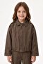 Zippered Pleated Shoulder Detail Girls' Trench Coat