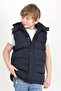 Boy's Navy Blue Hooded Multi-Pocket Puffer Vest with Zipper and Snap Fasteners 10-15 Years Old - 5