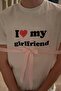Unisex Oversized White I Love My Girlfriend Detailed T-Shirt