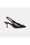 Women's Brown Gold Buckled Pointed Toe Heeled Evening Dress Shoes - 2