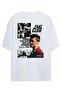 Unisex Oversized White Fight Club Detailed T-Shirt