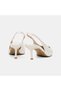 Women's White Gold Buckled Pointed Toe Heeled Bridal Shoes - 6