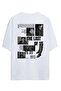 Unisex Oversized White the Last of Us Detailed T-Shirt