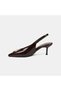 Women's Brown Gold Buckled Pointed Toe Heeled Evening Dress Shoes - 3