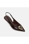 Women's Brown Gold Buckled Pointed Toe Heeled Evening Dress Shoes - 7