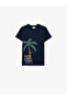 Short Sleeve Crew Neck Cotton Palm Printed T-Shirt