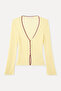 Women's Yellow Fitted Ribbed V-Neck Cardigan - 4