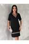 Women's Short-Sleeved V-Neck Ethnic Patterned Viscose Dress Striped Detail Summer Clothes - 2