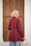 Women's Double Pocket Detail Hidden Button Waist Tie-Detail Shirt Claret Red - 8