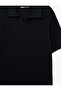 Cotton Lu Textured Polo Neck Short Sleeve Knitwear T-Shirt - 4