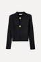 Women's Black Button Collar Detailed Ribbed Knit Sweater - 4