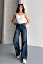 Women's High Waist Jeans Side Pocket Denim Palazzo Pants - 3