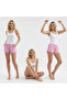 Women's Pink Color Bow Patterned Elastic Waist Mini Shorts Bb2143 - 3