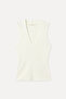 Women's Off-White Fitted V-Neck Sleeveless Sweater - 4