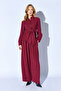 Burgundy Belted Detailed Shirt |   Mks1610461-1 - 3