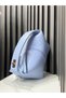 Blue Color Women's Long Strap Dress with Gold Detail on the Hand and Shoulder Bag