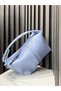Blue Color Women's Long Strap Dress with Gold Detail on the Hand and Shoulder Bag - 3