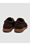Brown Suede Textured Leather Lace-Up Men's Shoes Sneakers Rubber Sole Pcs - 3