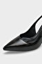 Women's Pointed Toe Open Back Daily Heeled Stiletto Nisiy Black Crocodile - 4