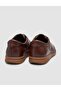 Brown Leather Lace-Up Men's Shoes Sneakers Rubber Sole Pcs - 3