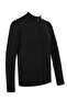 Men's Half Turtleneck Pocketed Zipper Black Cardigan Classic Fit - 5200K - 2
