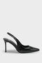 Women's Pointed Toe Open Back Daily Heeled Stiletto Nisiy Black Crocodile - 2