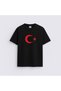 Turkish Flag Moon Star Printed Crew Neck Adult Kids Black T-Shirt T-Shirt