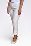 30106 White Stylish Button-Detail Ankle-Length Pants - 2