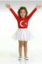 Girl's April 23 October 29 Performance Outfit Red Long Sleeve Star and Moon T-Shirt White Tutu Skirt Set - 3