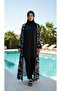 Hijab Black and White Patterned Islamic Swimwear Set Kimono Pareo Set of 4 - 2