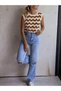 Lace-Like Knit Color Block Women's Knitwear Sweater - 4