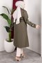 Belt Detail Ve İçi a Lined Trench Coat Khaki - 3