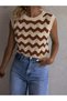 Lace-Like Knit Color Block Women's Knitwear Sweater