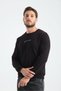 Black Men's Three Thread Sweatshirt Regular Fit P Cotton U Crew Neck Casual Sports Basic - 8