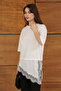 Lace Asymmetrical T-Shirt with Satin Detail - 3