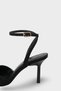 Women's Pointed Toe Ankle Strap Shoes with Sea Stone Detail, Daily Wear Heeled Shoes Marassi Black Suede - 6