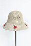 Women's Beige Straw Rope Strawberry D Patterned Bucket Hat |   Summer Trend Handmade Design